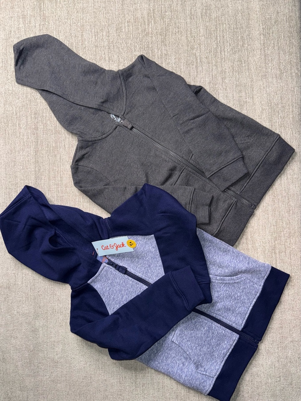 NWT Cat & Jack Boys Navy Gray Colorblock Full Zip Hoodie